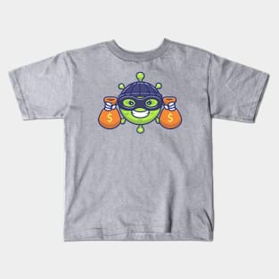 Cute virus with money cartoon 9 Kids T-Shirt